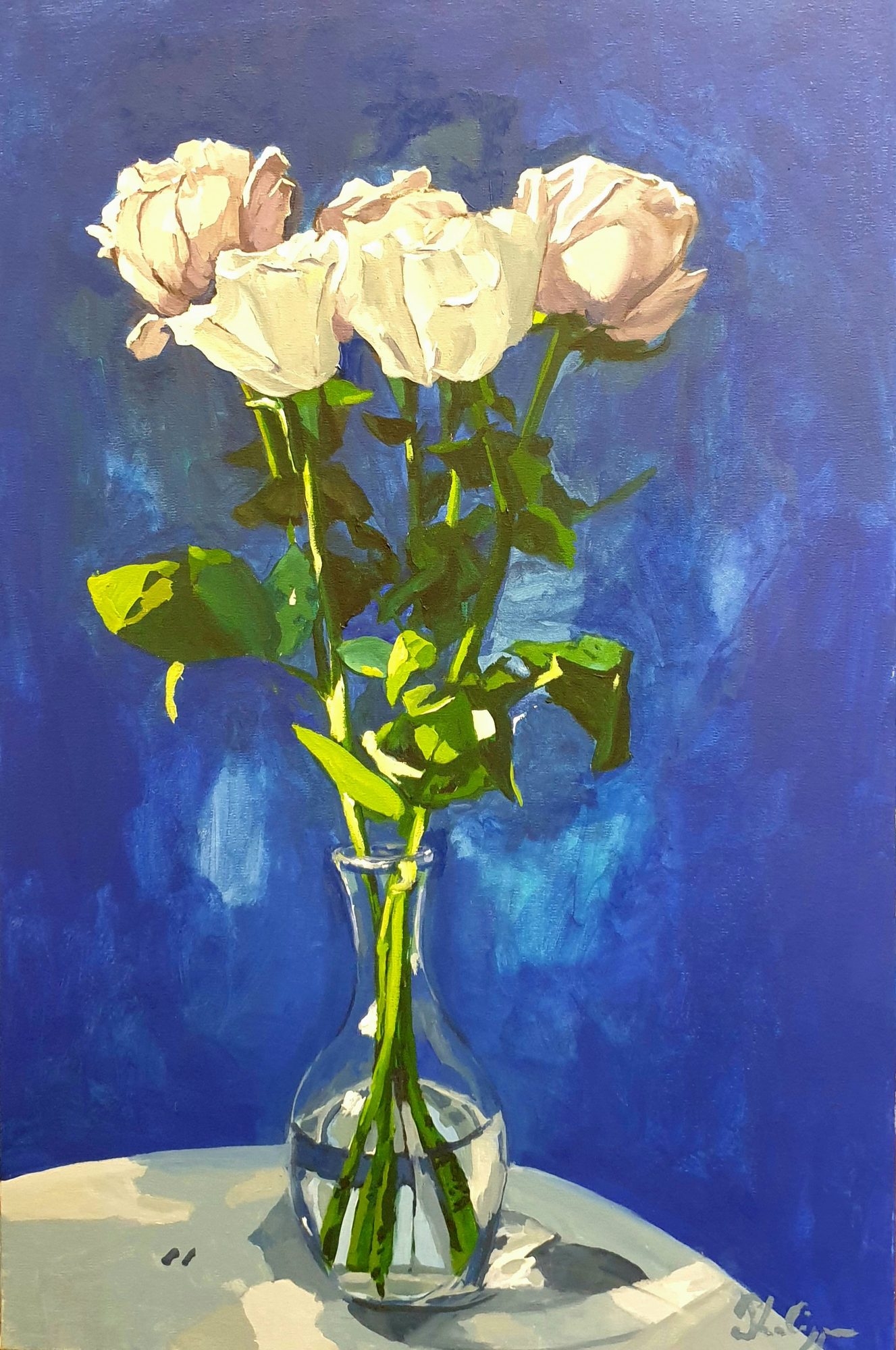 Bouquet de roses, peinture de Michel Phelippeau