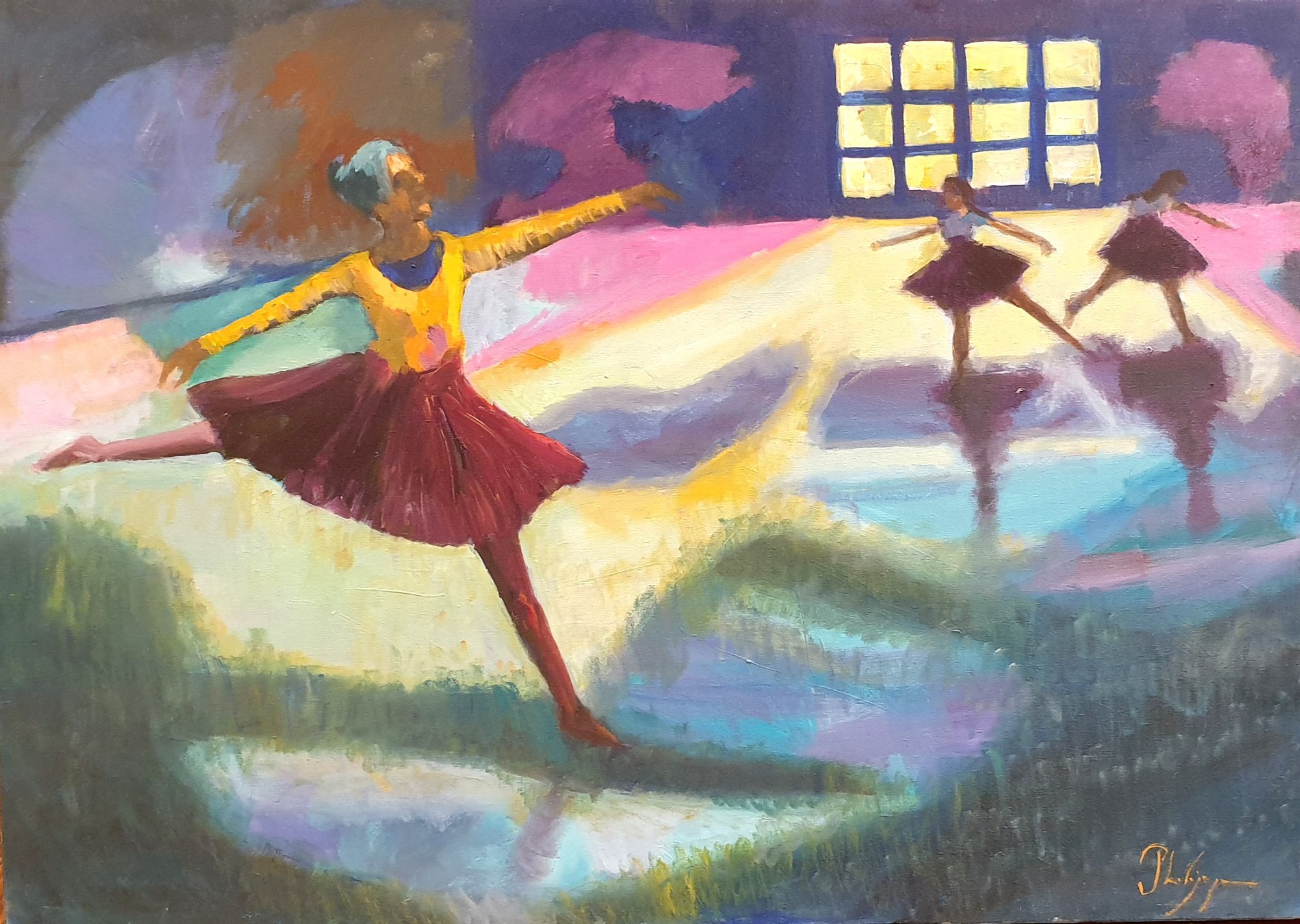 Le cours de danse, peinture de Michel Phelippeau