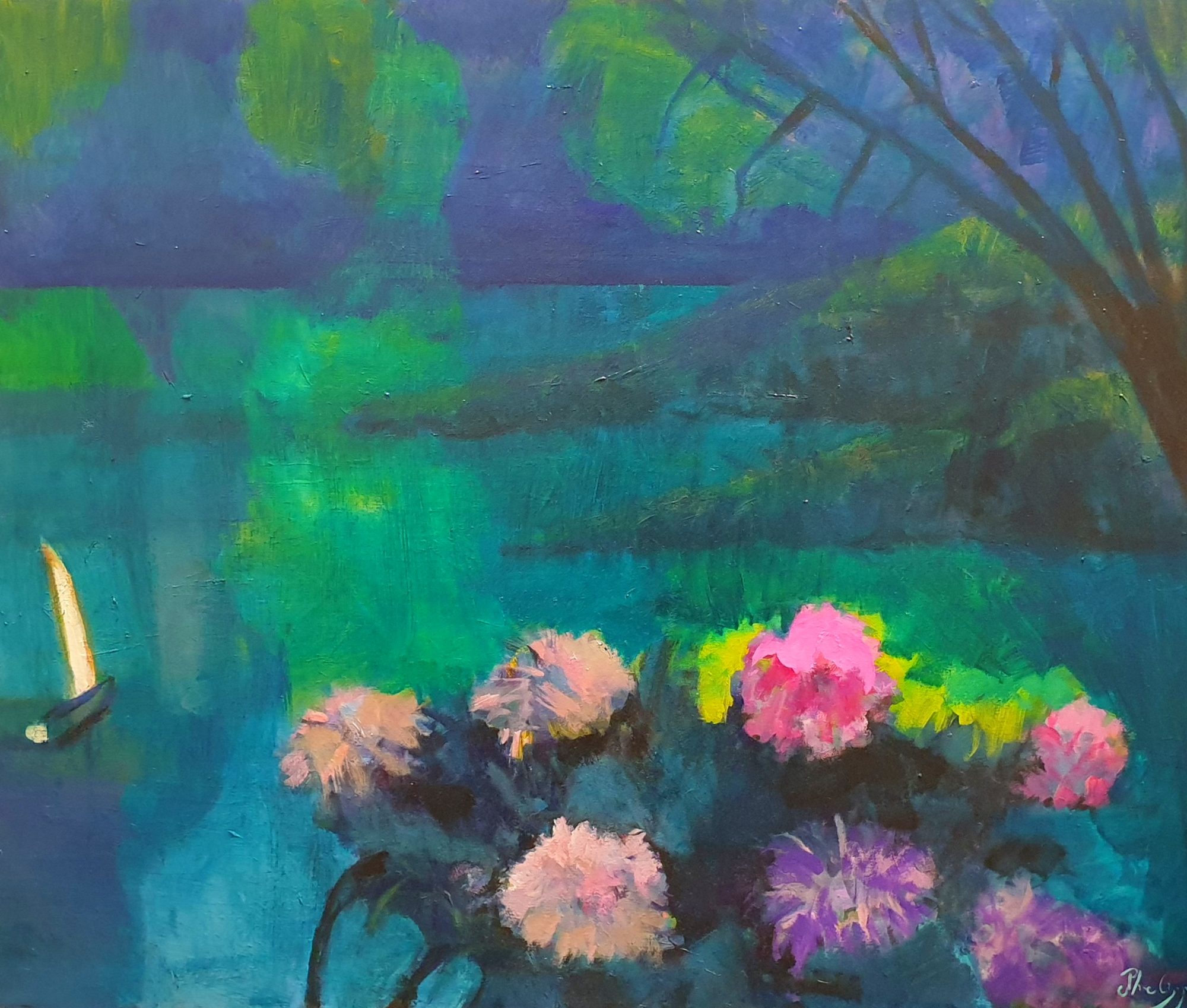 Entre le crépuscule et l'aube, peinture de Michel Phelippeau