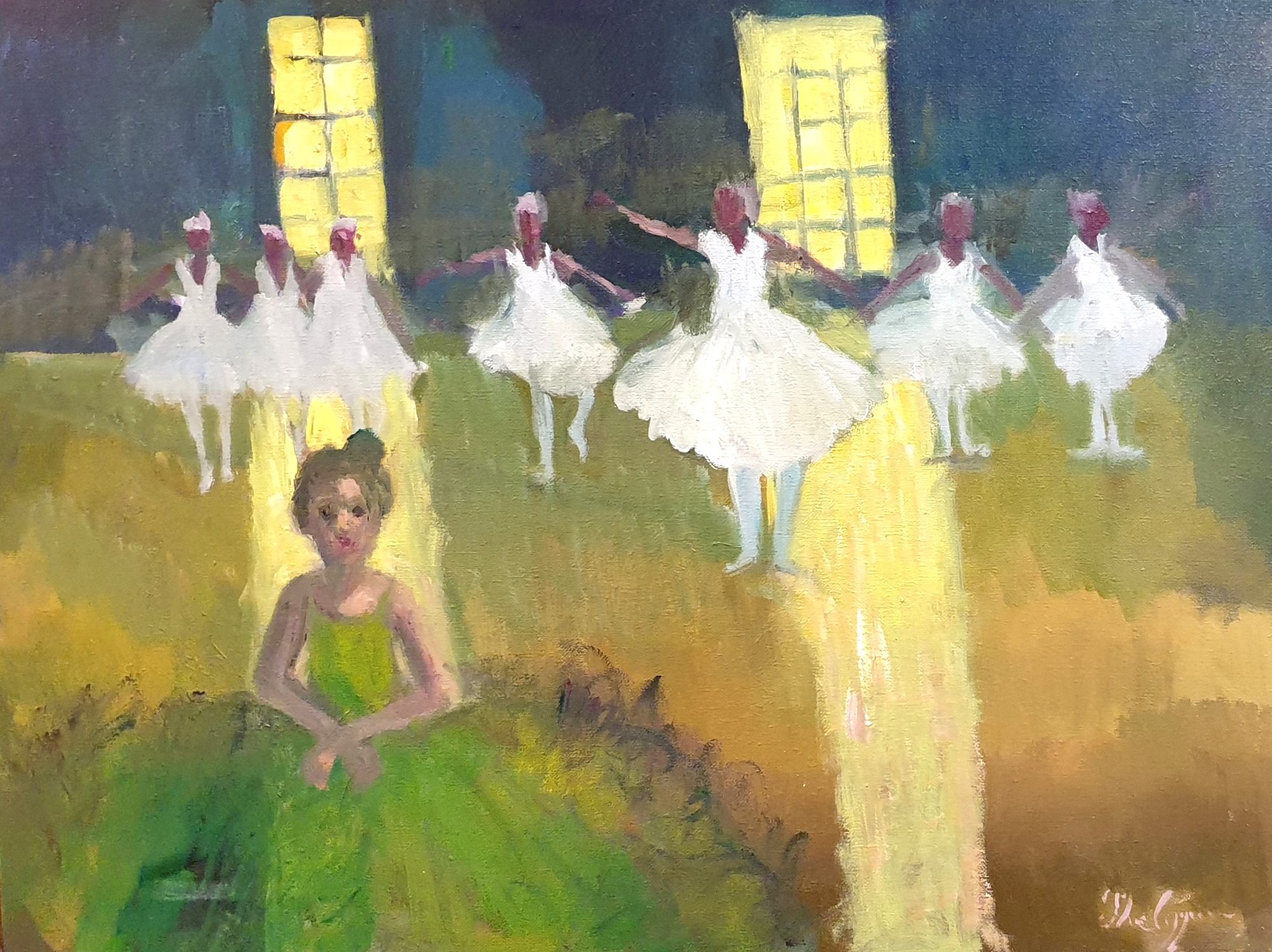La ballerine verte, peinture de Michel Phelippeau