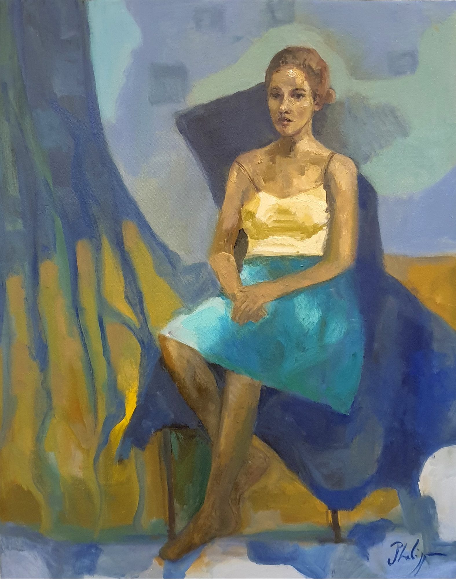 La danseuse rêveuse, peinture de Michel Phelippeau