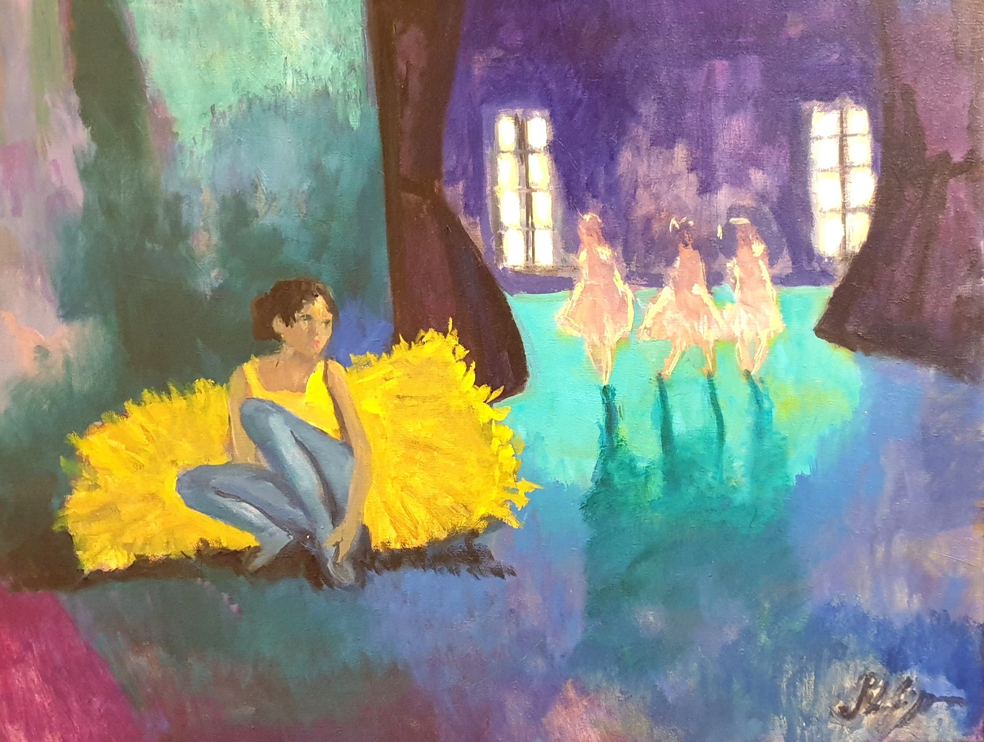 La répétition, peinture de Michel Phelippeau
