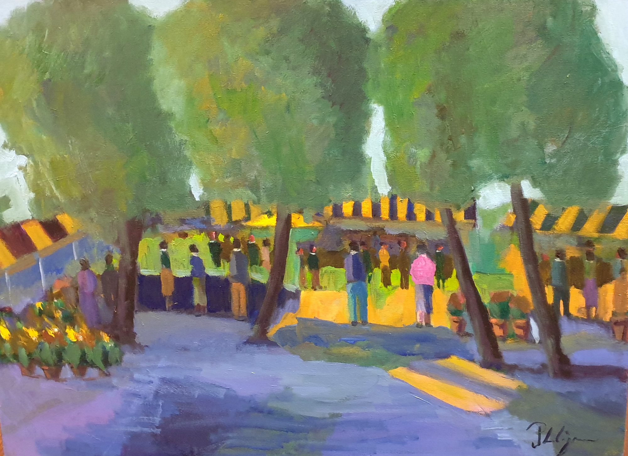 Marché provençal, peinture de Michel Phelippeau