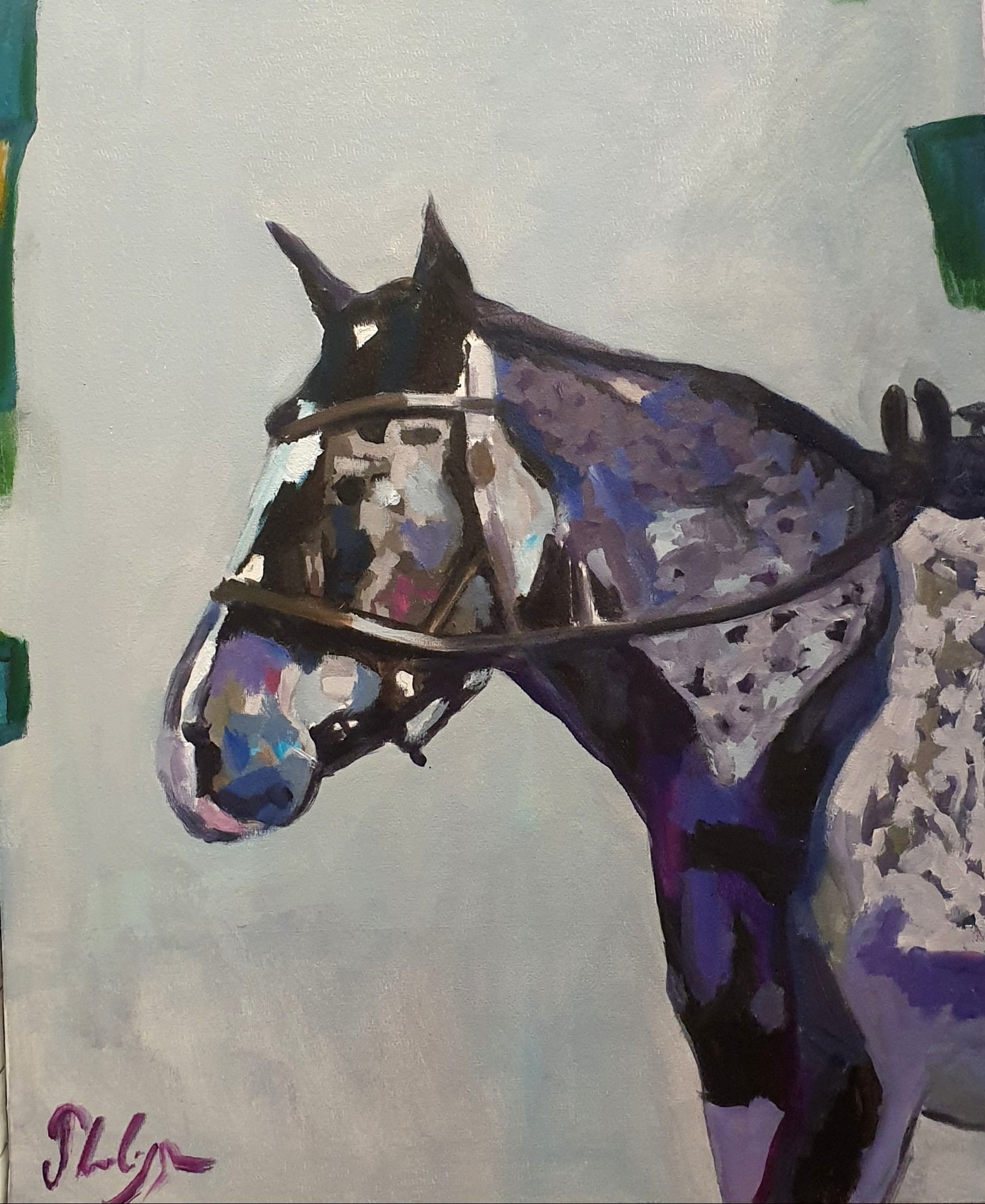 Tête de cheval, peinture de Michel Phelippeau