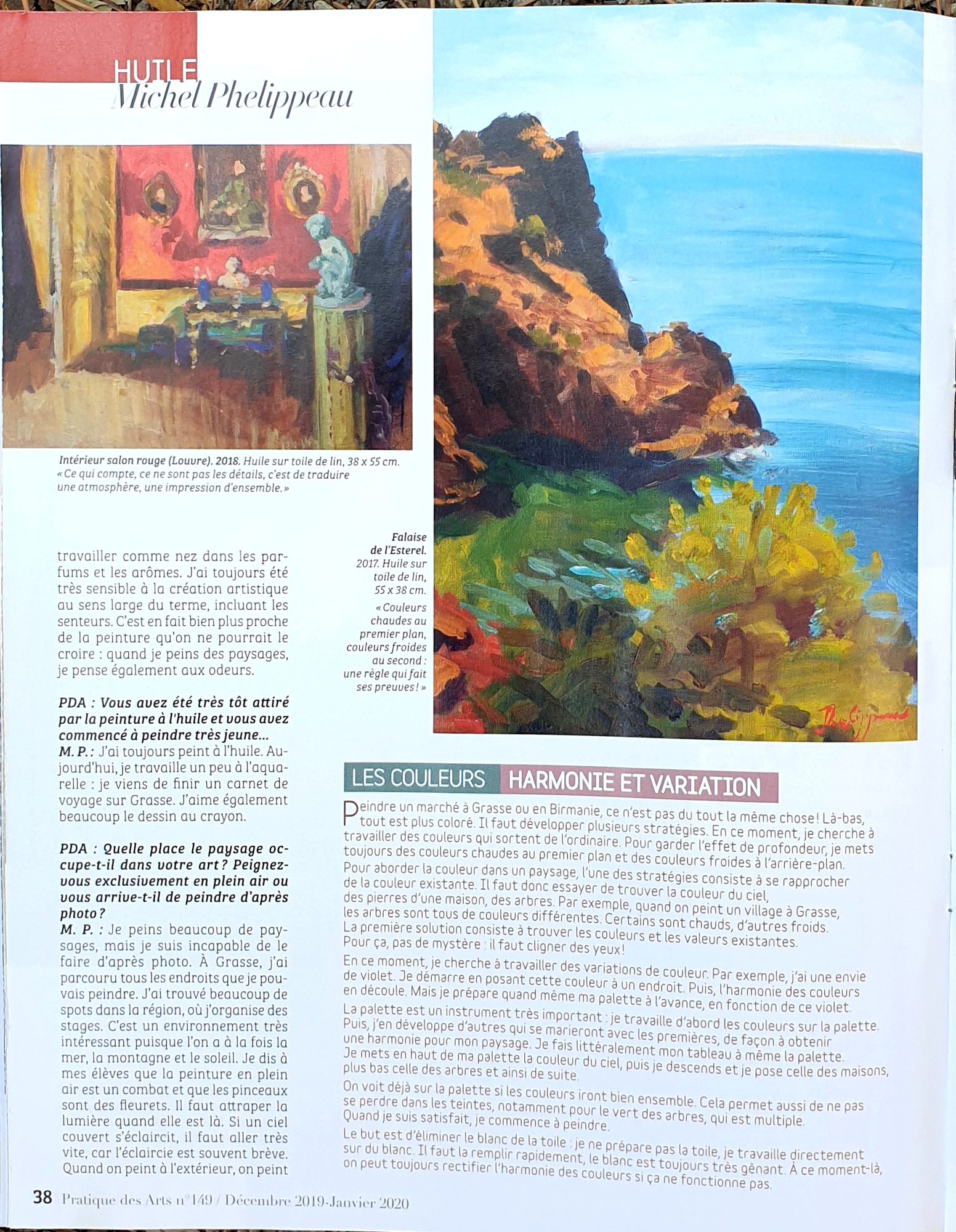 Article Pratique des Arts, page 38, harmonie des couleurs