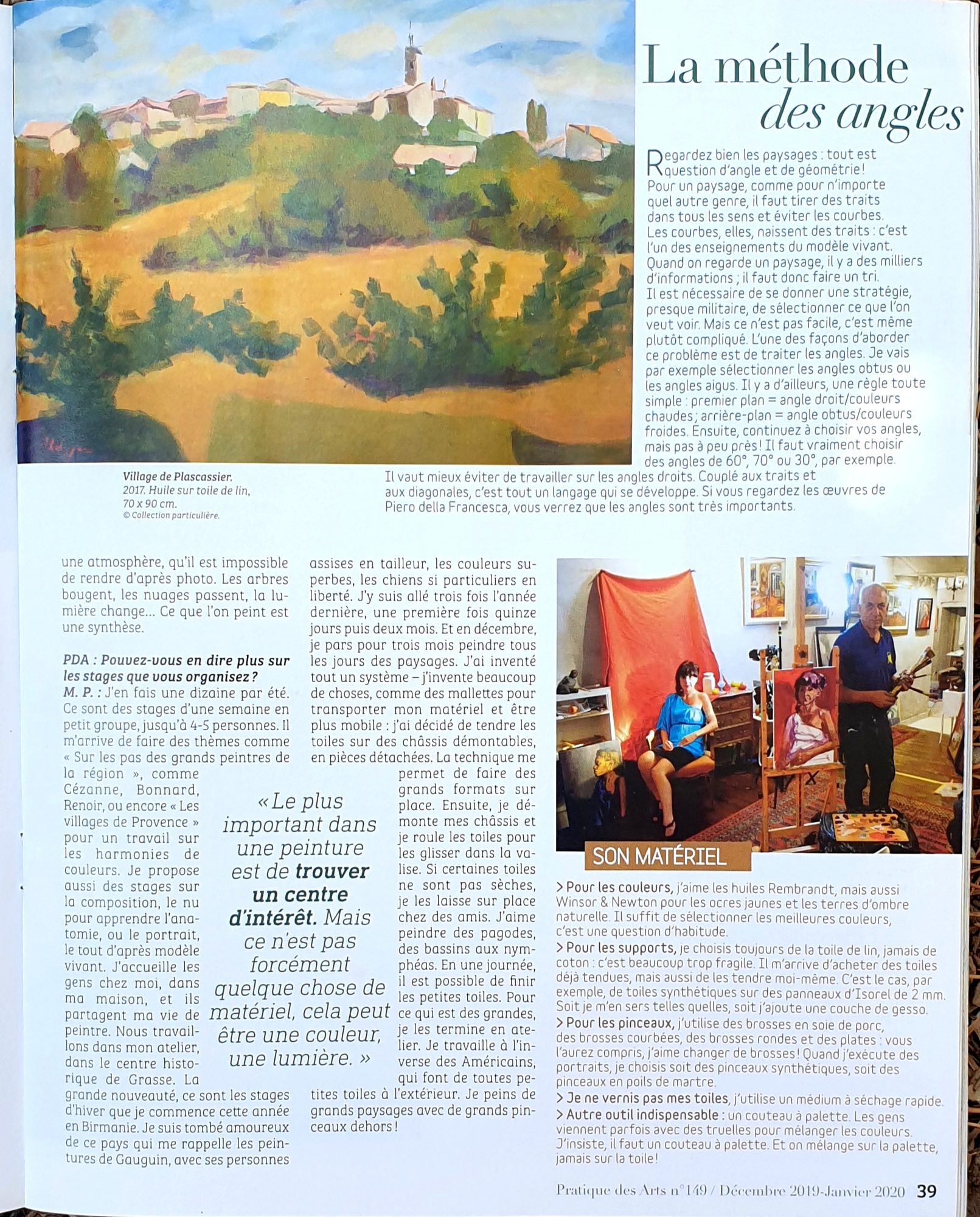 Article Pratique des Arts, page 39, la méthode des angles