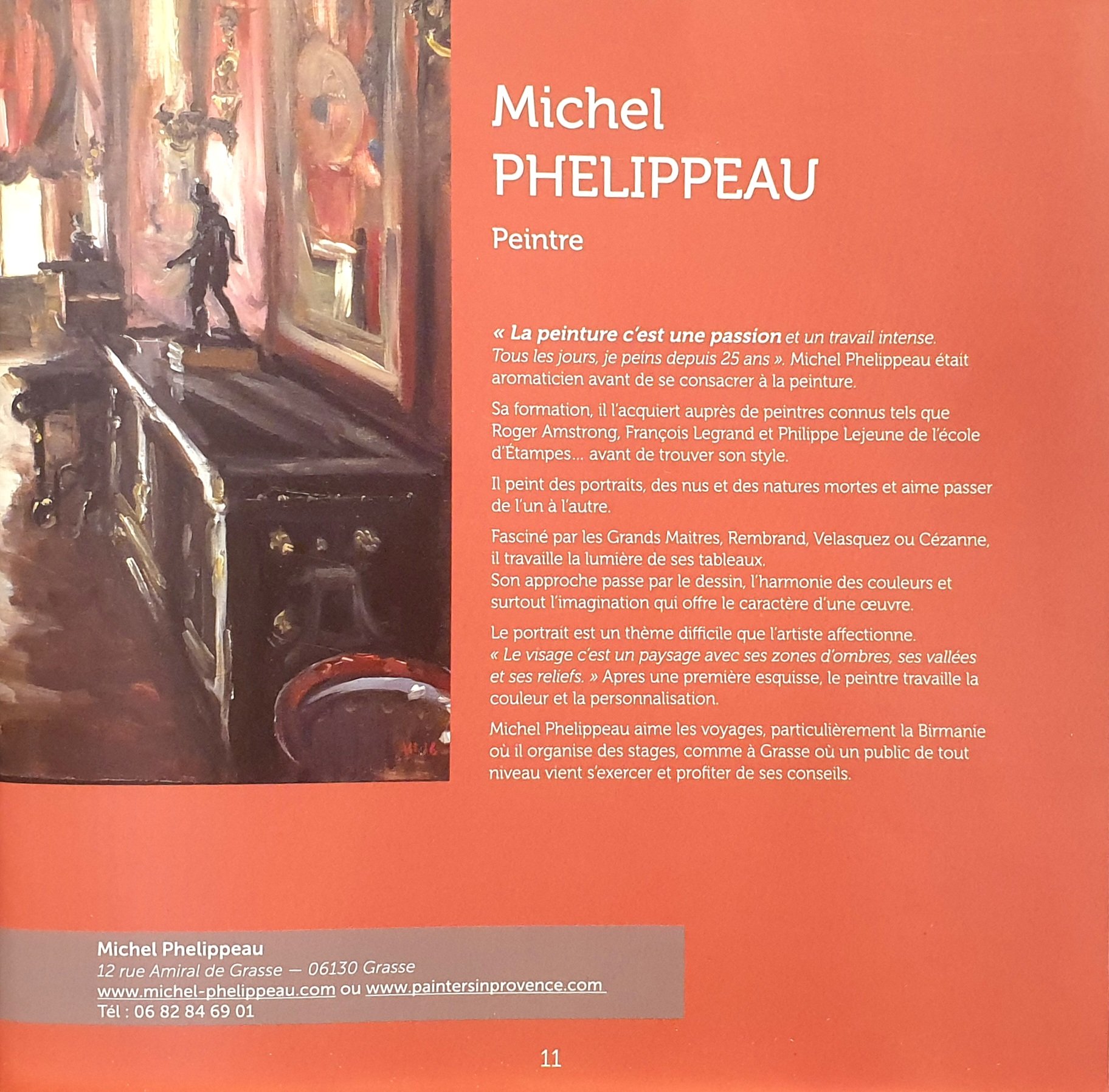 Page consacrée à Michel Phelippeau, livret Artistes de Grasse